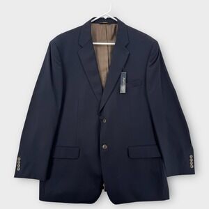 Joseph & Feiss Gold Blazer Mens 46R Wool Two Button Blue Suit Jacket Flawed NEW